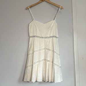 LuLus White Dress with embroidered cutouts, Size M